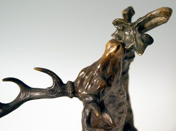 FRENCH BRONZE VINTAGE STAG BROWSING DEER GRAZING ANTIQUE VINTAGE MADE CIRCA 1843 BY PIERRE JULES MÊNE