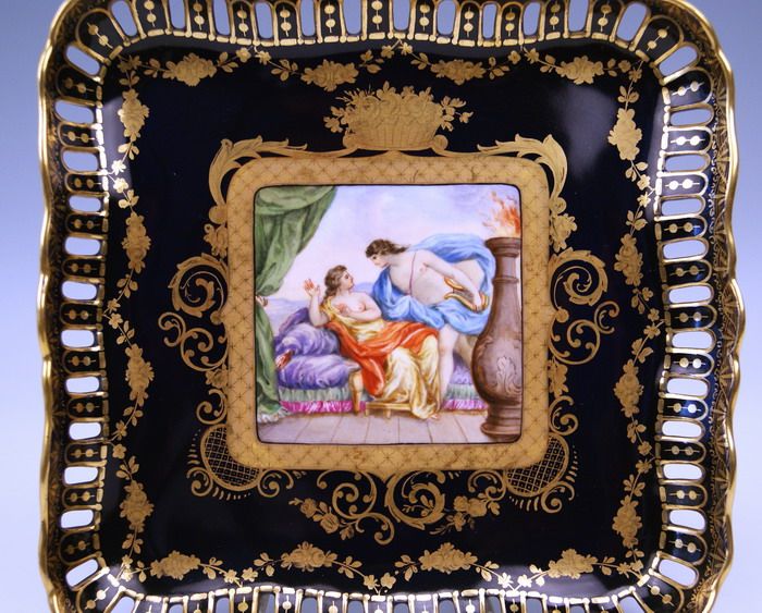 ROYAL VIENNA PLATE DEPICTING GOD APOLLO WITH LEUKOTHEA MADE CIRCA 1870-80