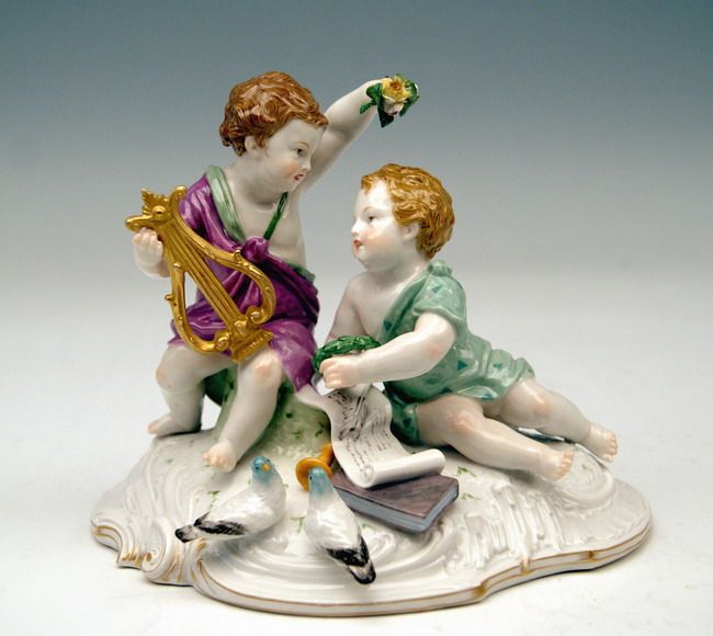 PORCELAIN KPM CHERUB FIGURINES PUTTENFIGUREN VINTAGE MADE CIRCA 1900