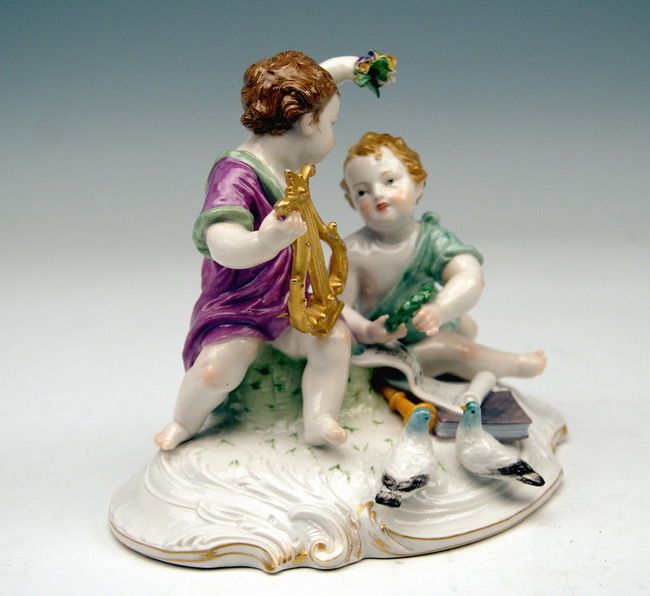 PORCELAIN KPM CHERUB FIGURINES PUTTENFIGUREN VINTAGE MADE CIRCA 1900