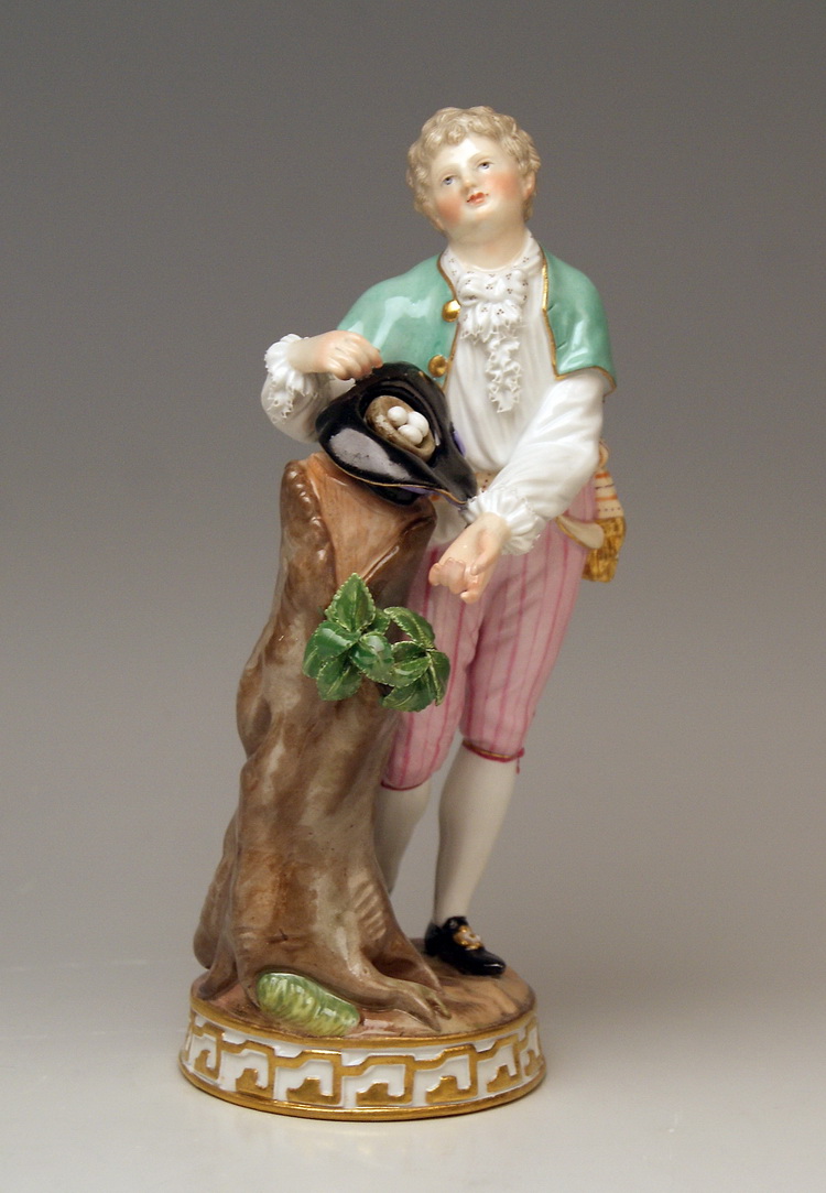 MEISSEN BOY WITH BIRD NEST KNABE MIT VOGELNEST BY ACIER MADE 19TH CENTURY