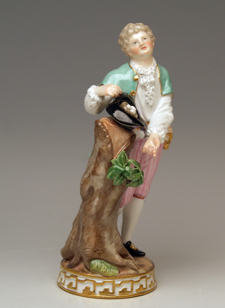 MEISSEN BOY WITH BIRD NEST KNABE MIT VOGELNEST BY ACIER MADE 19TH CENTURY