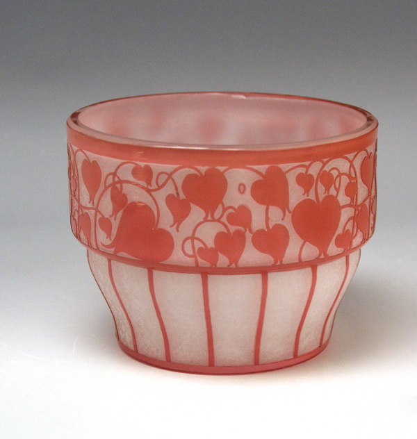 Hans Bolek Vienna Loetz Bowl Opaline Glass With Salmon Pink c.1915