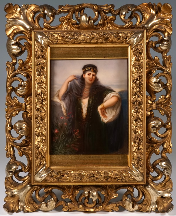 KPM Berlin Porcelain plaque girl with a veil Porcelain plate portrait girl with a veil around 1830