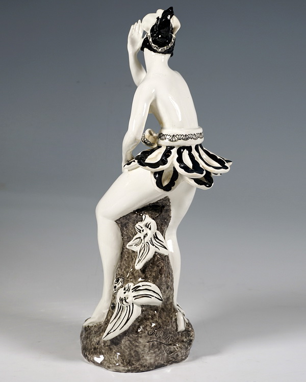 GOLDSCHEIDER Papagena semi-nude in exotic costume semi-nude with exotic costume and headdress by Dina Kuhn circa 1924