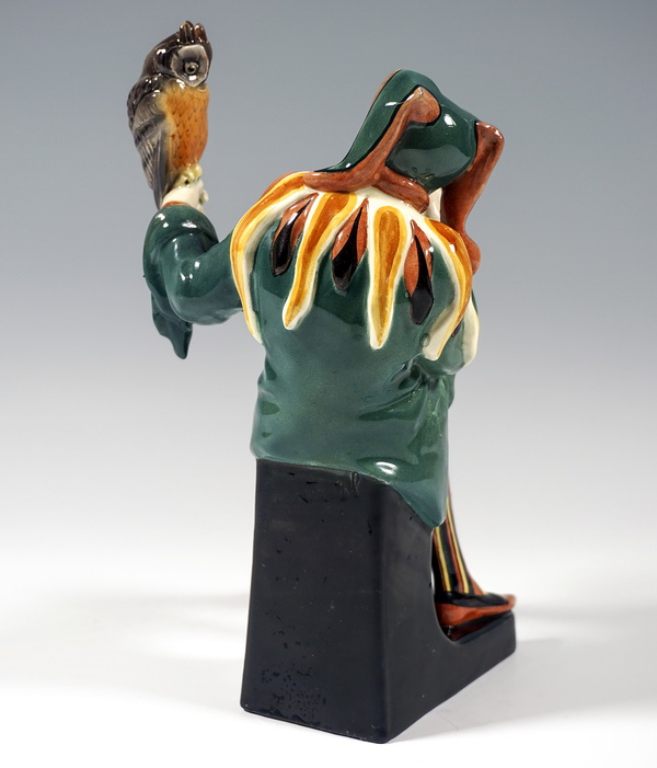 Goldscheider Vienna figurine Owlglass with owl Till Eulenspiegel sitzend mit Eule Lorenzl um 1925