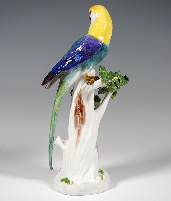 Meissen Tierfigur Papagei auf Stamm Animal Figure Parrot on Tree Trunk Kändler circa 1935