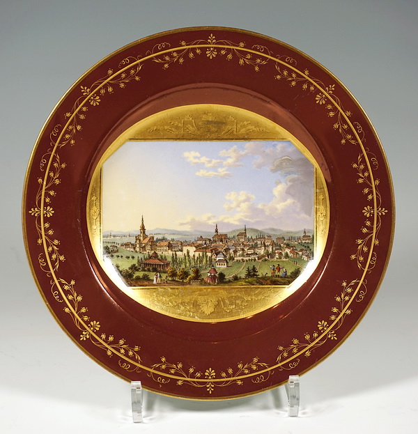 Alt Wien picture plate Vue de Baaden en Autriche View of Baden near Vienna Picture Plate View of Baden in Austria Vienna 1813