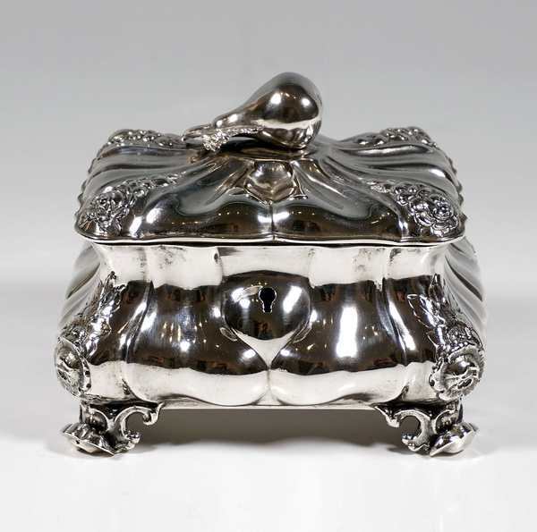 Old Vienna silver Biedermeier sugar bowl with pear as a knob antique Vienna silver sugar box Thomas Dub 1863