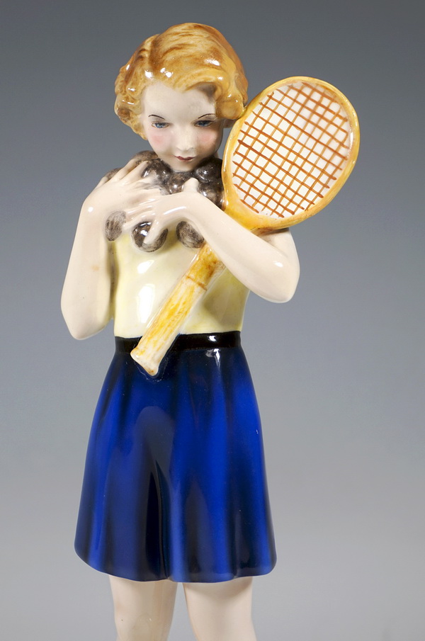 GOLDSCHEIDER Tennis player girl with tennis racket and balls Stephan Dakon circa 1939