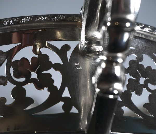 Silver jardiniere floral breakthrough decor centerpiece glass insert by Leopold Kasper Vienna circa 1922